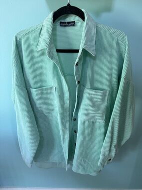 Streetwear Society Mint Corduroy Button-Up Shirt Size Medium